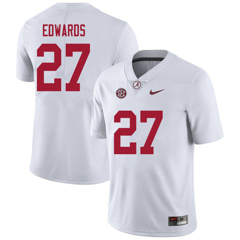 Alabama Crimson Tide Men's Kyle Edwards #27 White NCAA Nike Authentic Stitched 2020 College Football Jersey ER16N52CO